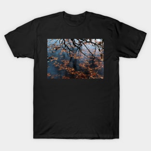 Oak Branch and Leaves in Frozen Lake T-Shirt